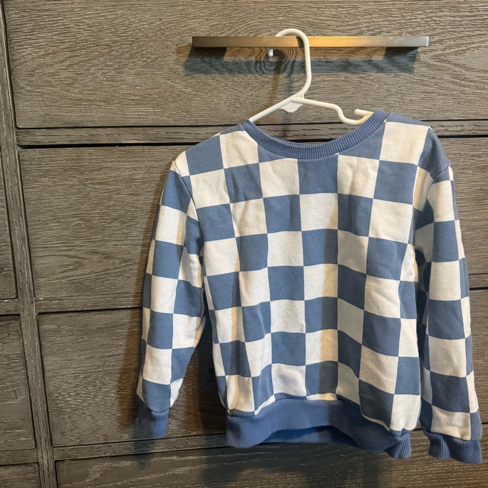Blue and White Checkered Kids Sweatshirt